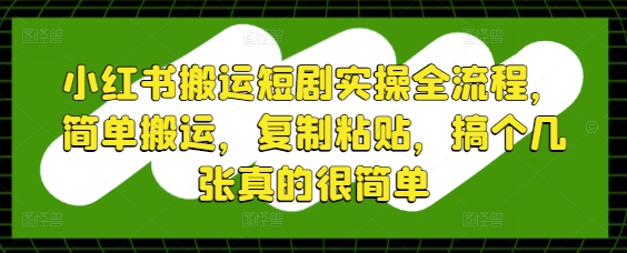 小红书搬运短剧实操全流程，简单搬运，复制粘贴，搞个几张真的很简单-逐浪前行