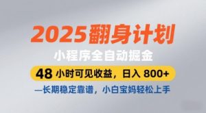 2025翻身计划,小程序全自动掘金,48小时可见收益,日入8张+,长期稳定靠谱,小白宝妈轻松上手【揭秘】-逐浪前行