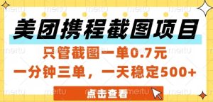 美团携程截图项目,只管截图一单0.7元,一分钟三单,一天稳定5张+【揭秘】-逐浪前行
