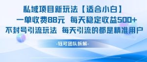 私域项目新玩法【适合小白】 一单收费88.每天稳定收益几张-逐浪前行