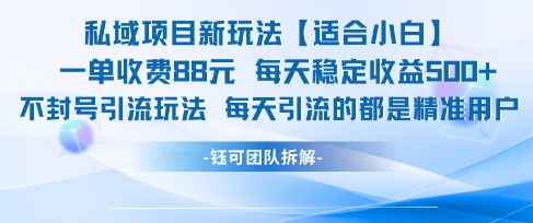 私域项目新玩法【适合小白】 一单收费88.每天稳定收益几张-逐浪前行