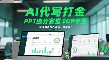 AI代写打金，PPT细分赛道SOP手册，蓝海赛道月入过W【附工具】-逐浪前行