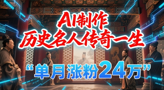 暴力起号！用AI制作历史名人传奇一生，单月涨粉24W，涨粉+变现赛道黑马来了-逐浪前行