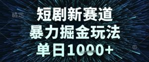 短剧新赛道,暴力掘金玩法,单日1k+【揭秘】-逐浪前行