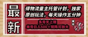 最新得物流量主托管计划,独家原创玩法,每天操作五分钟,多号无上限,单号日入5张+矩阵可放大【揭秘】-逐浪前行