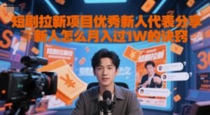 短剧拉新项目优秀新人代表分享新人怎么月入过1W的诀窍-逐浪前行