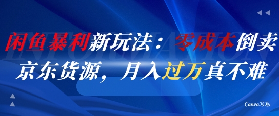 闲鱼暴利新玩法：零成本倒卖京东货源，月入过1W真不难-逐浪前行